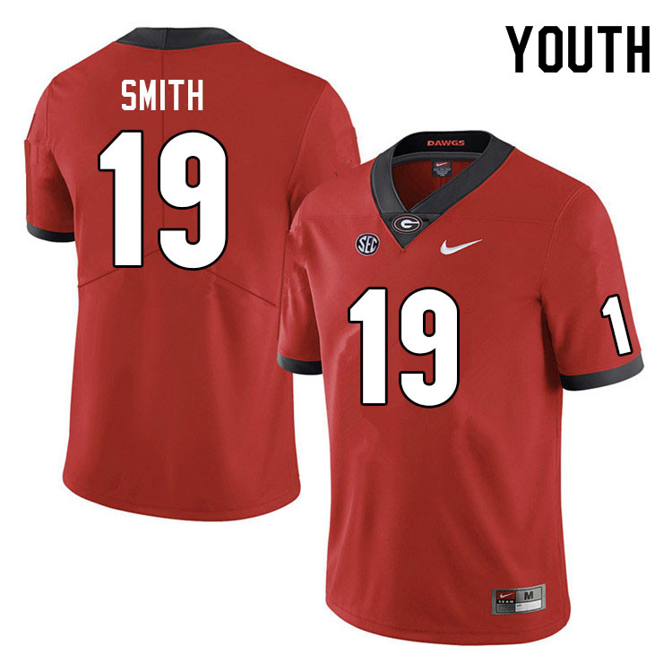 Georgia Bulldogs Youth Darris Smith #19 Red 2022 Stitched College UGA Football Jersey 23GM014IU